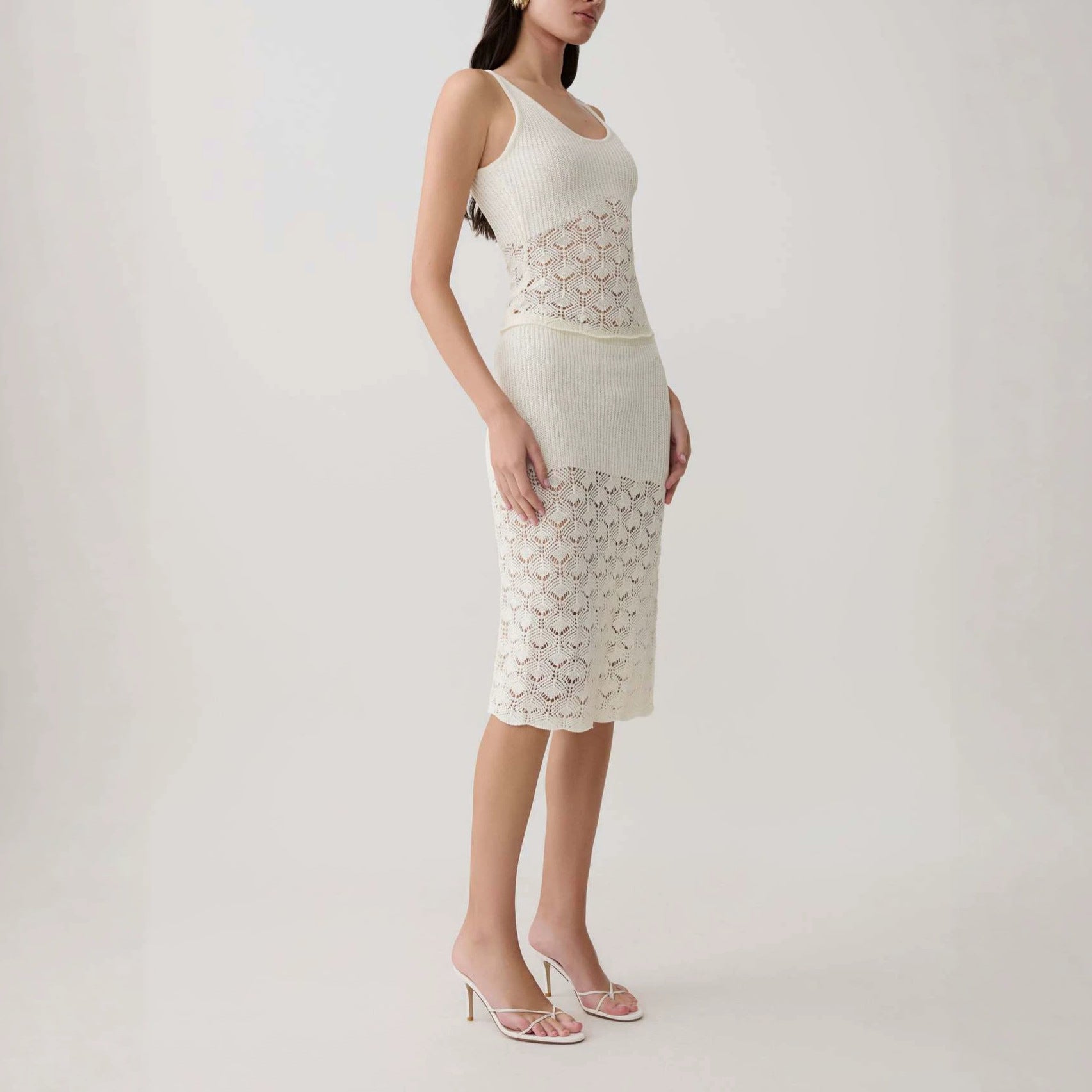 Elowen Crochet Knit Two-Piece Midi Set - Lunar Meadow