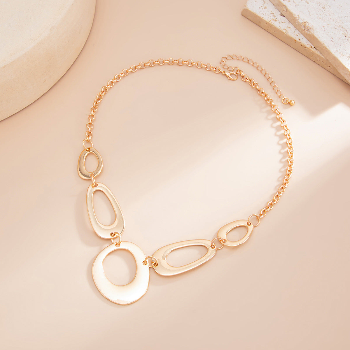 Gold O-Ring Hollow Chain Jewelry Set