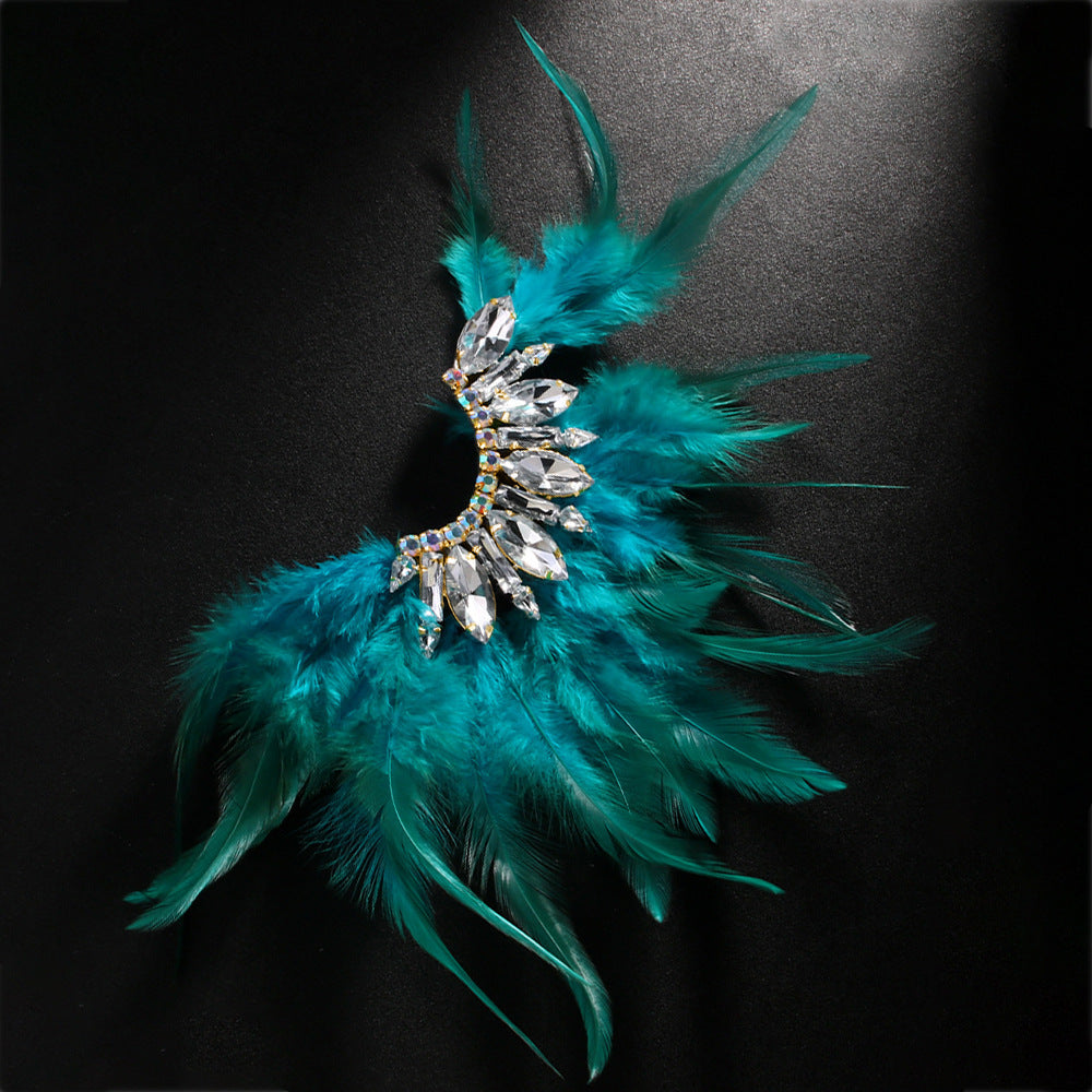 Rhinestone Feather Earrings – Party Glam Accessory