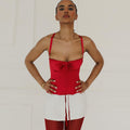 Red Celeste Bow Corset Top
