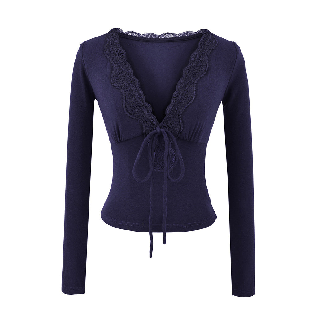 Fitted Lace Long Sleeve Blouse