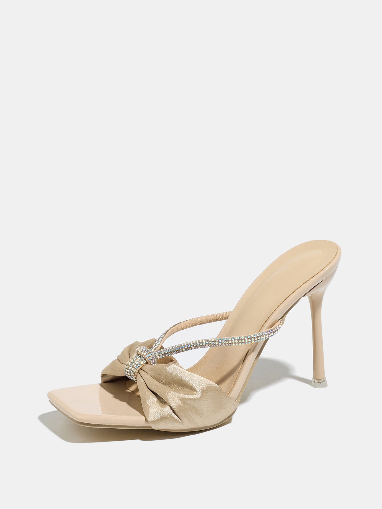 Champagne Velouré Crystal Bow Heels