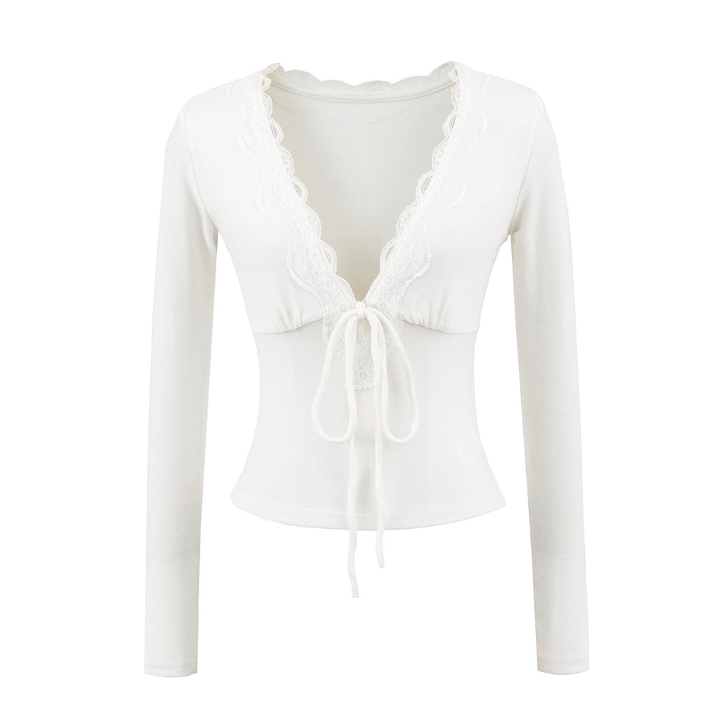 Fitted Lace Long Sleeve Blouse