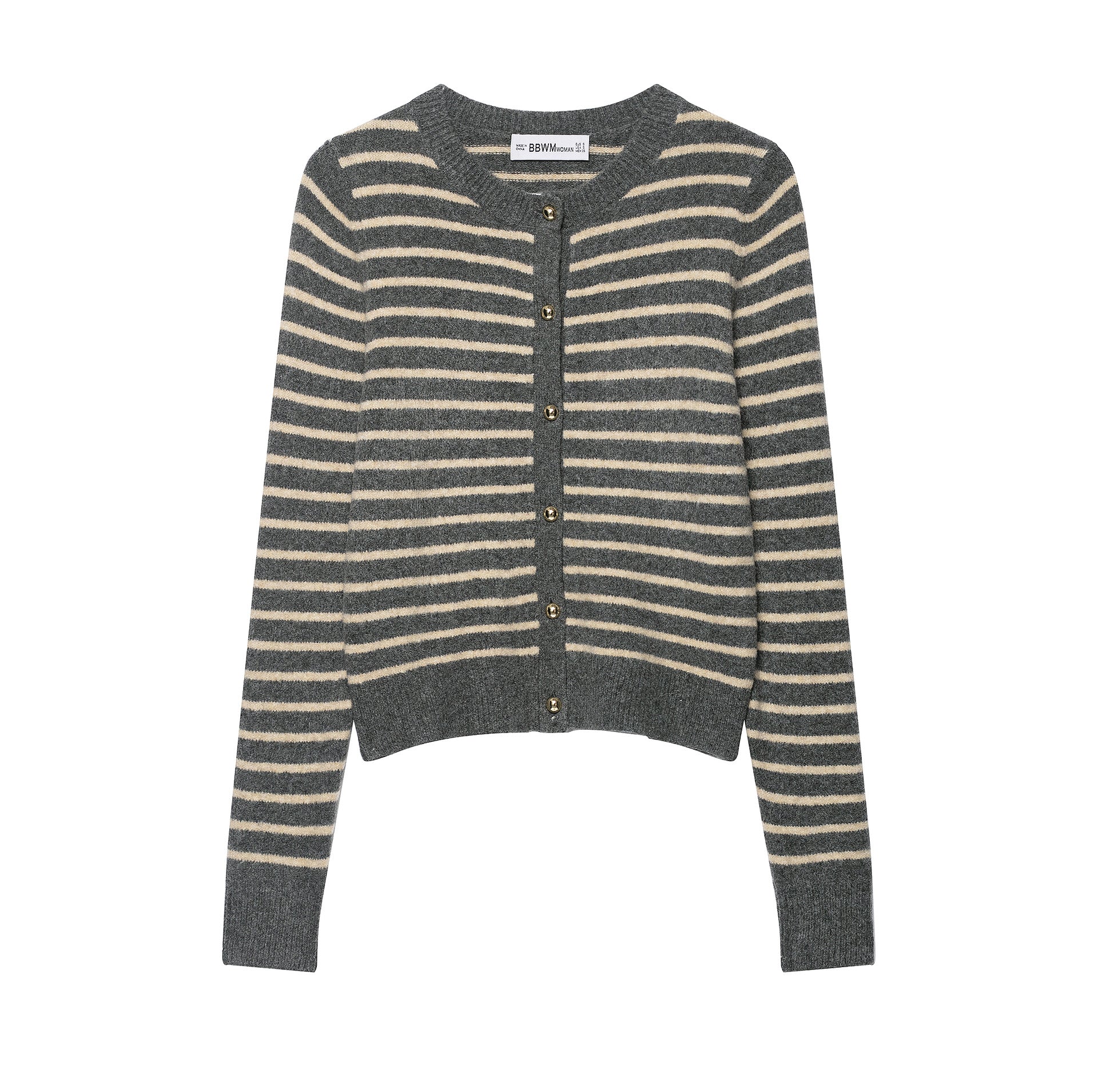 Striped Crew Neck Knit Cardigan – Classic Cozy Layer