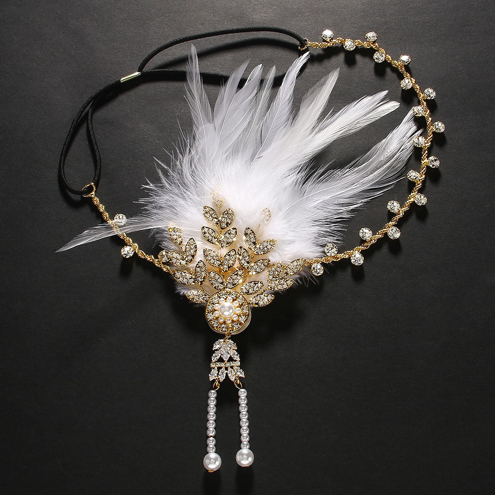 Rhinestone Feather Headpiece – Festive Glam Accessory
