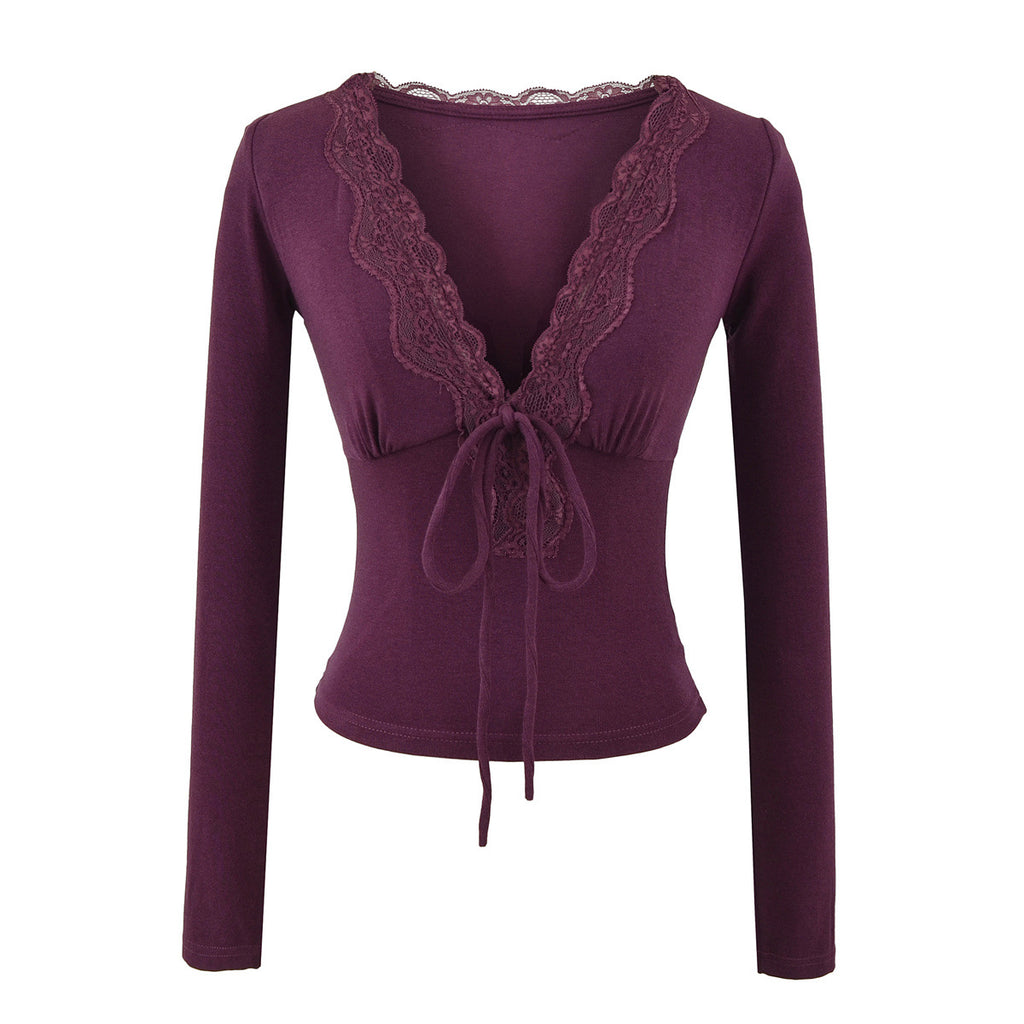 Fitted Lace Long Sleeve Blouse