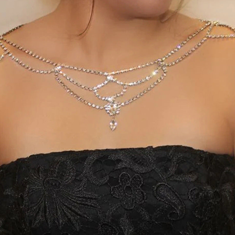Rhinestone Tassel Shoulder Chain – Glam Dress Accessory