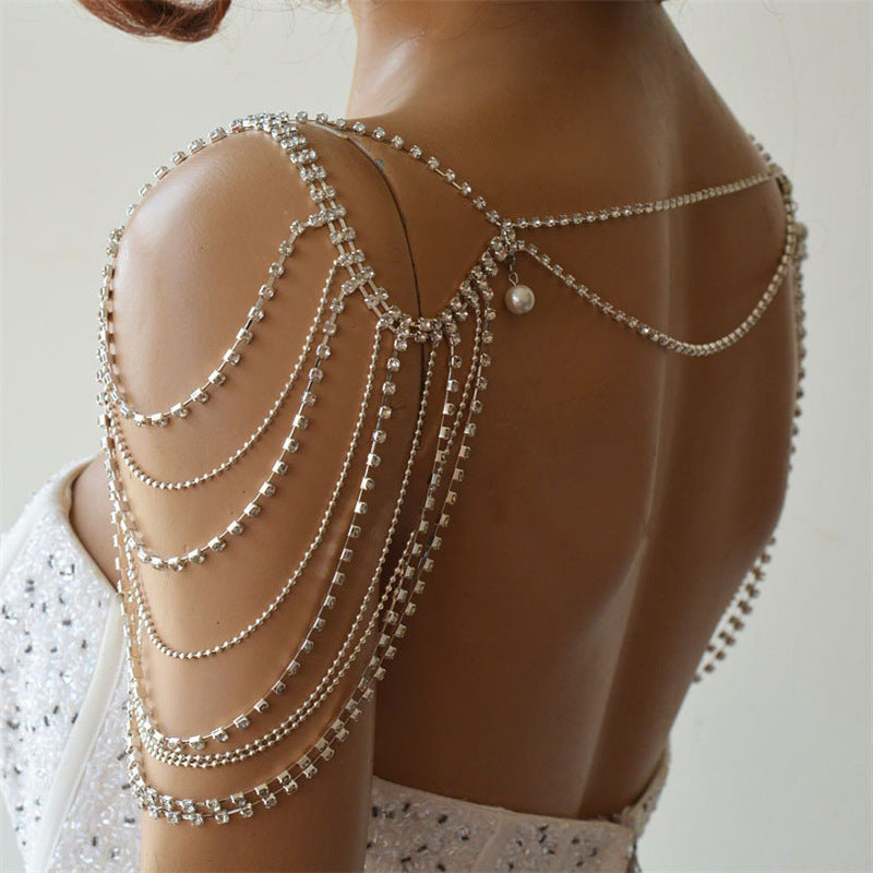 Rhinestone Tassel Shoulder Chain – Glam Dress Accessory