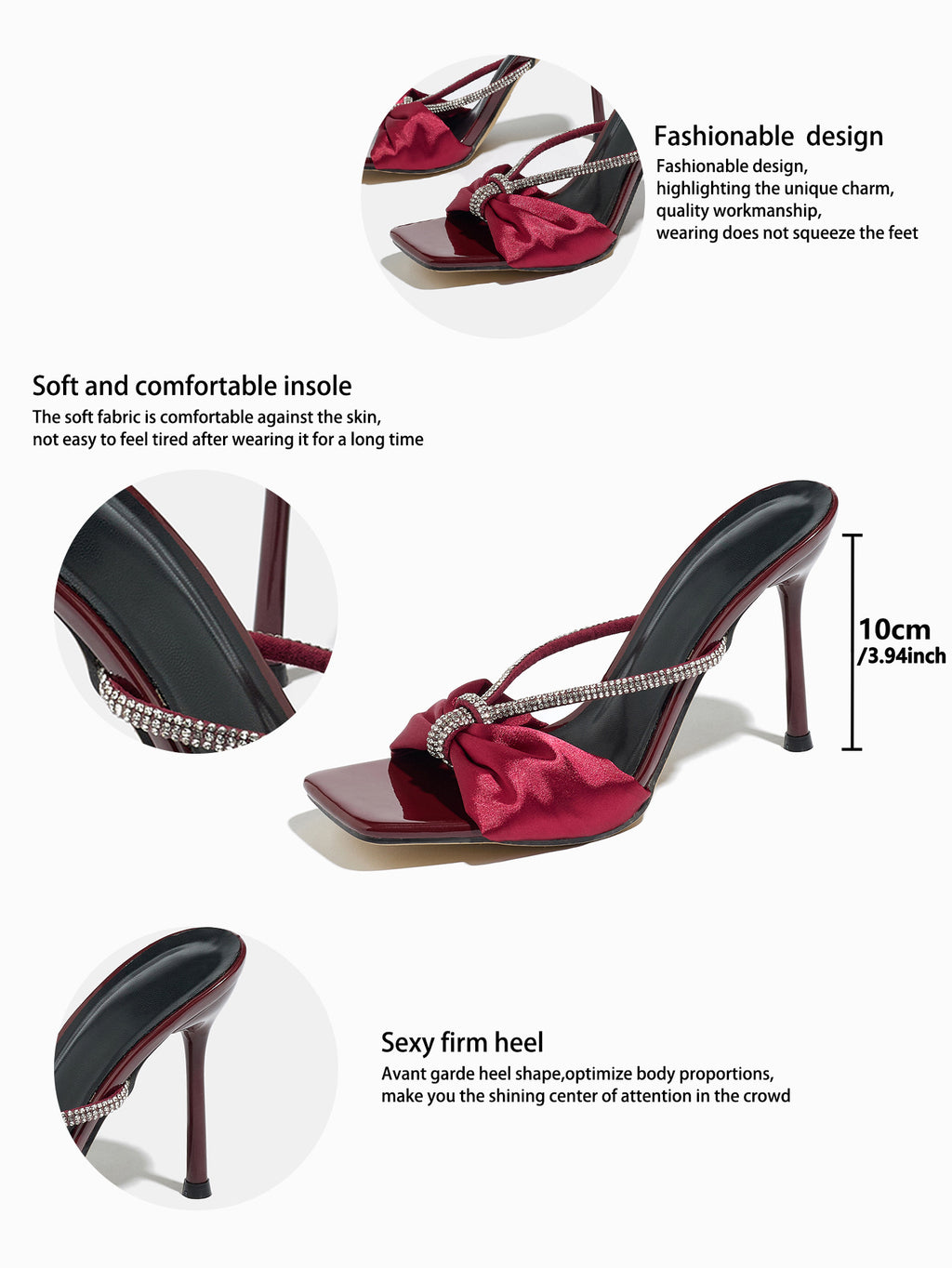 Burgundy Velouré Crystal Bow Heels