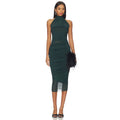Emerald Green Ruched Halter Midi Dress(sale)