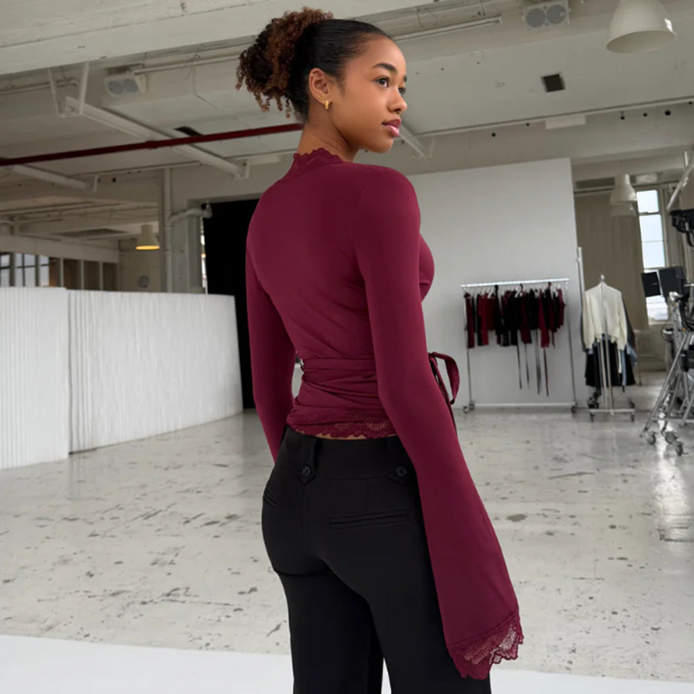 Plum Desire Lace Tie Top