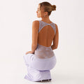 Lilac Blush Lace Halo Open-Back Maxi Dress