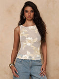 Ivory Bloom Mesh Top