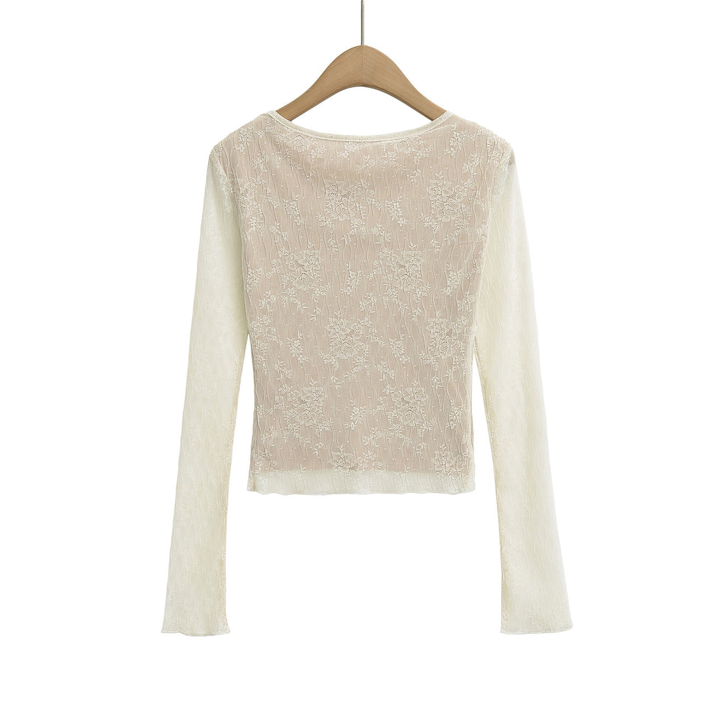 Fitted Lace Long Sleeve Blouse