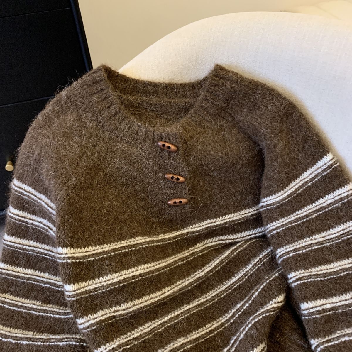 Buckled Up Striped Pullover Sweater – Retro Cozy Style