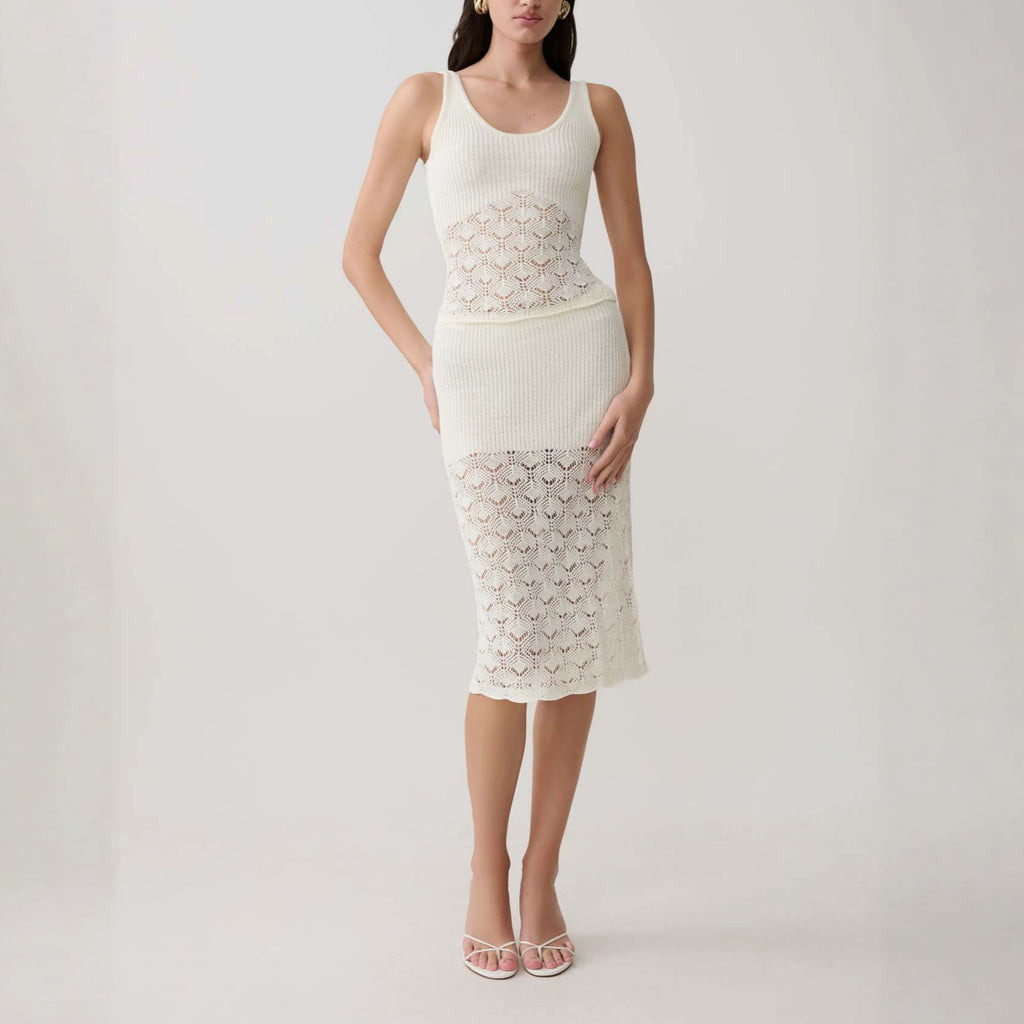 Elowen Crochet Knit Two-Piece Midi Set - Lunar Meadow