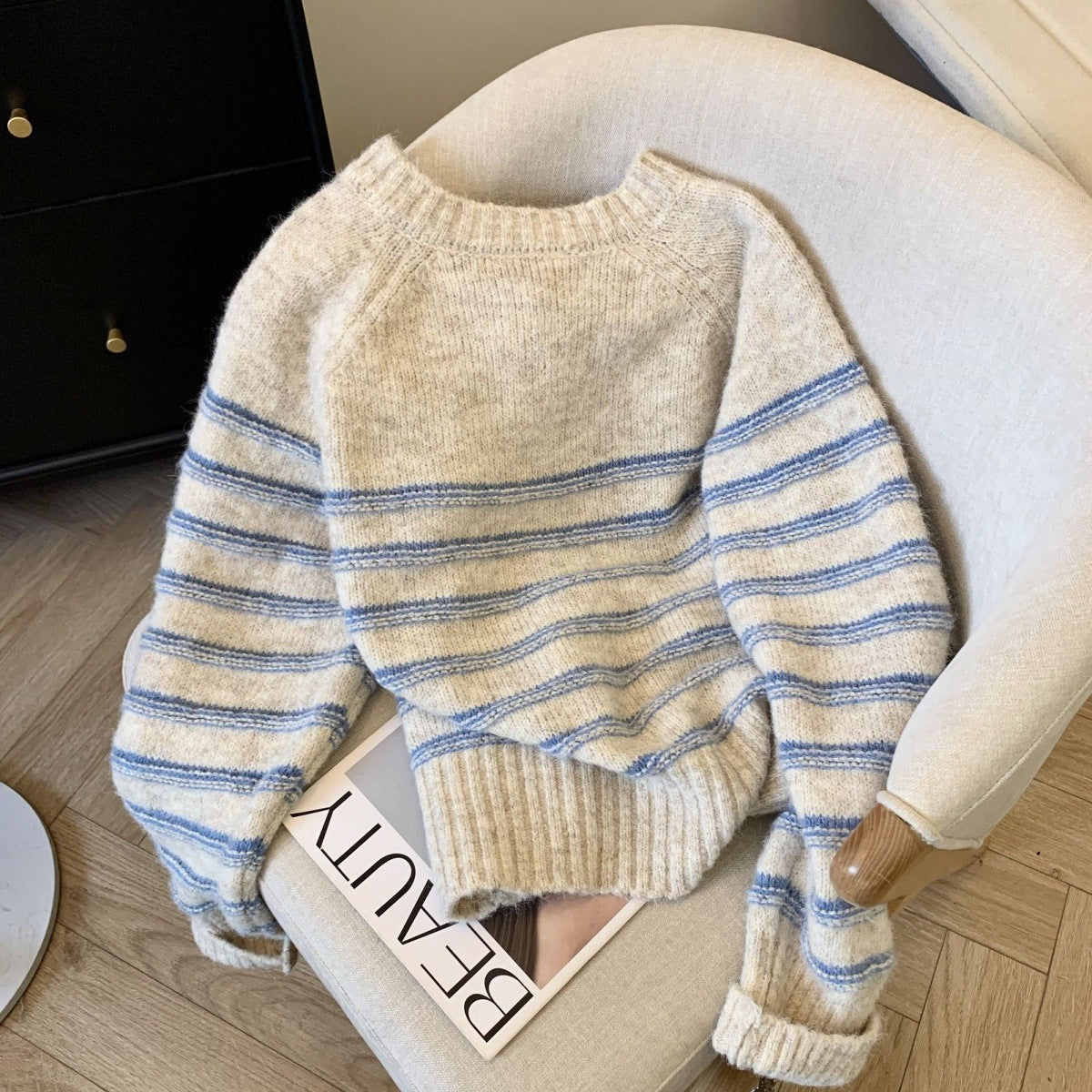 Buckled Up Striped Pullover Sweater – Retro Cozy Style