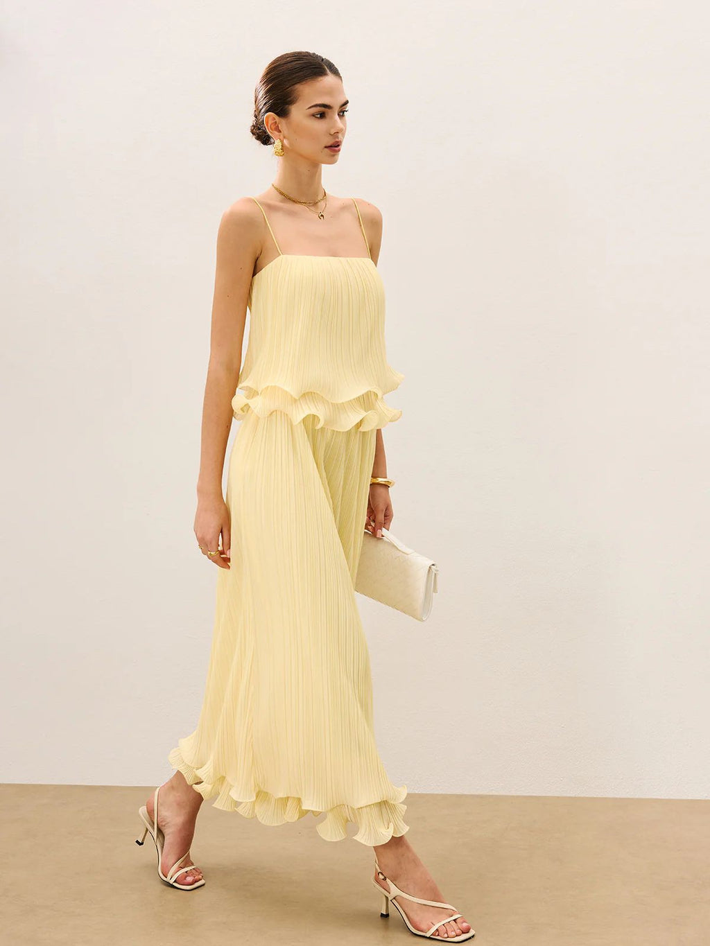 DH PRE-SPRING: REVEALED | "Gilded Morning" Fine Pleated Camisole Maxi Dress