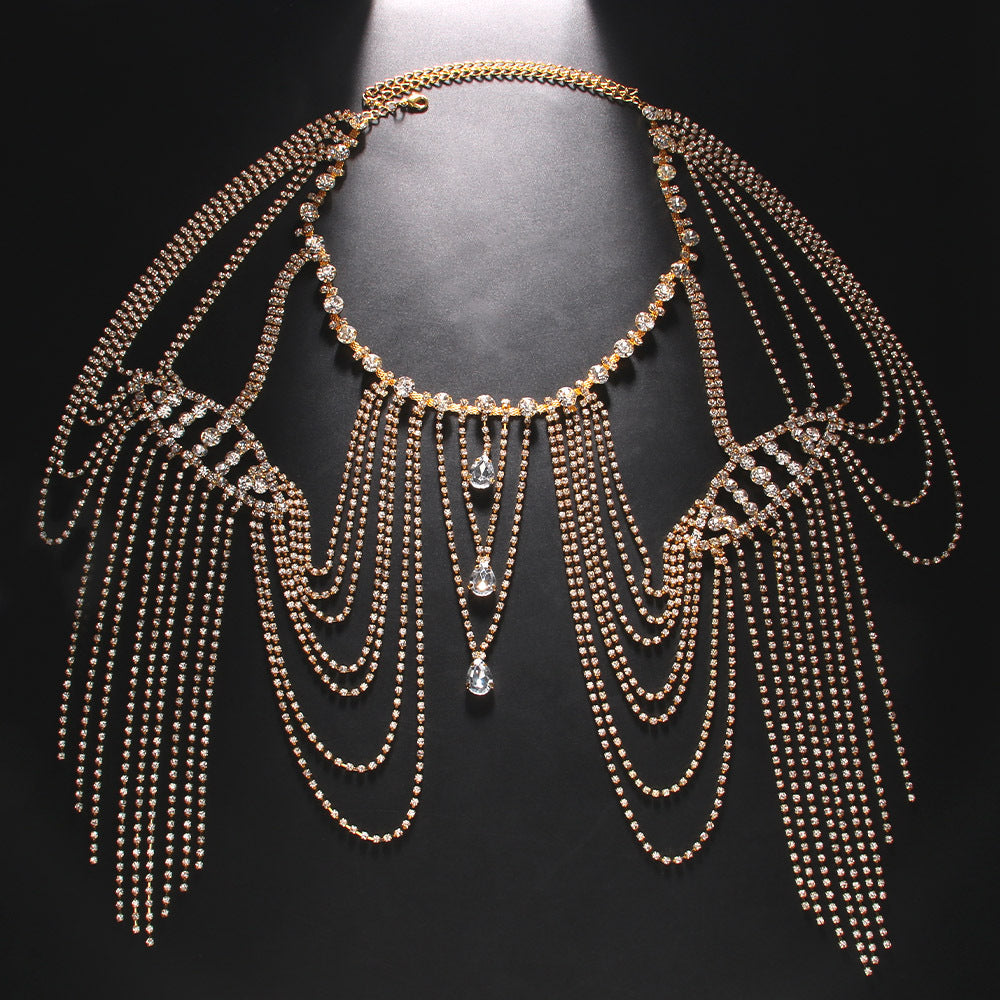 Rhinestone Tassel Shoulder Chain – Glam Dress Accessory