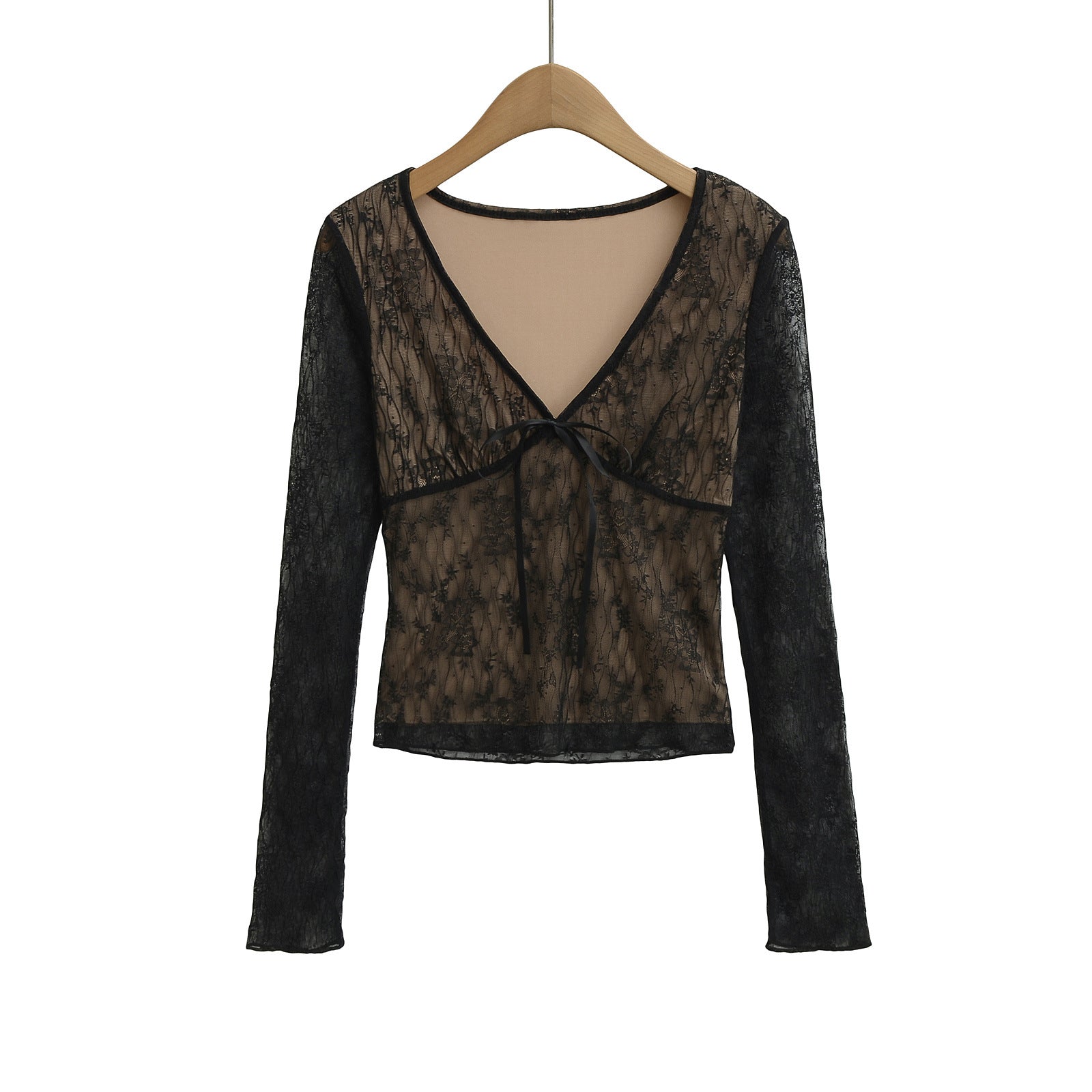 Fitted Lace Long Sleeve Blouse