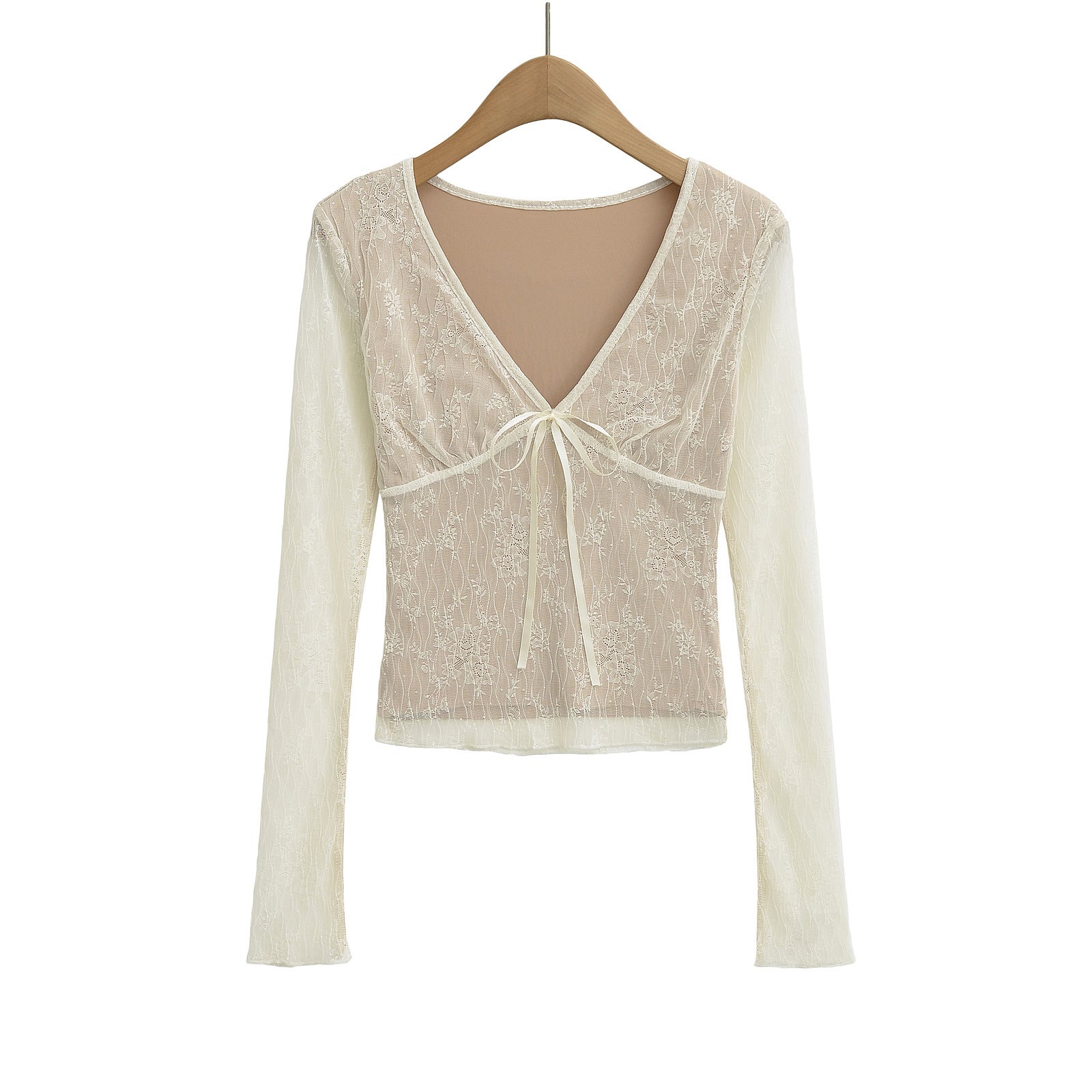 Fitted Lace Long Sleeve Blouse