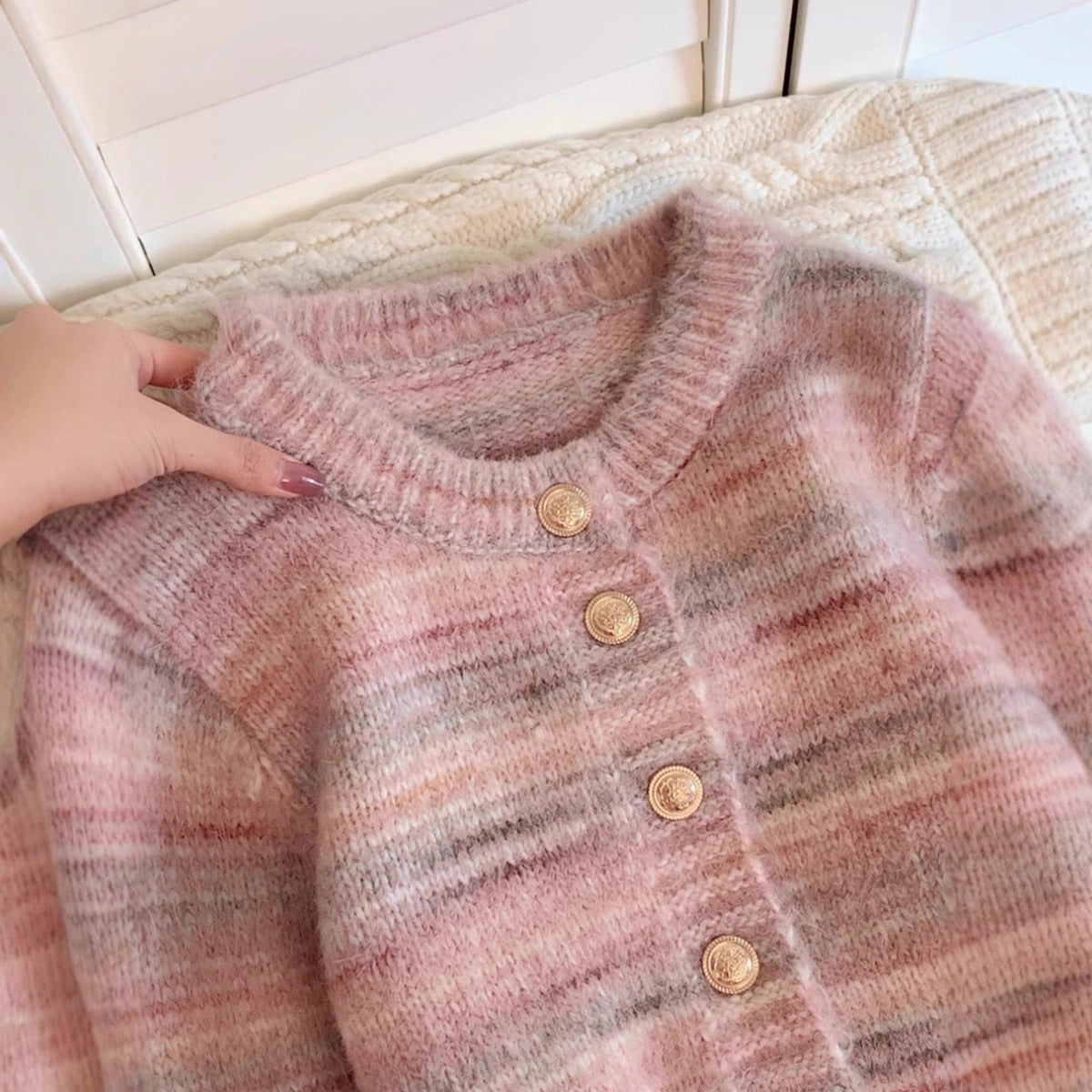 Striped Mohair Knit Cardigan – Soft & Cozy Layers