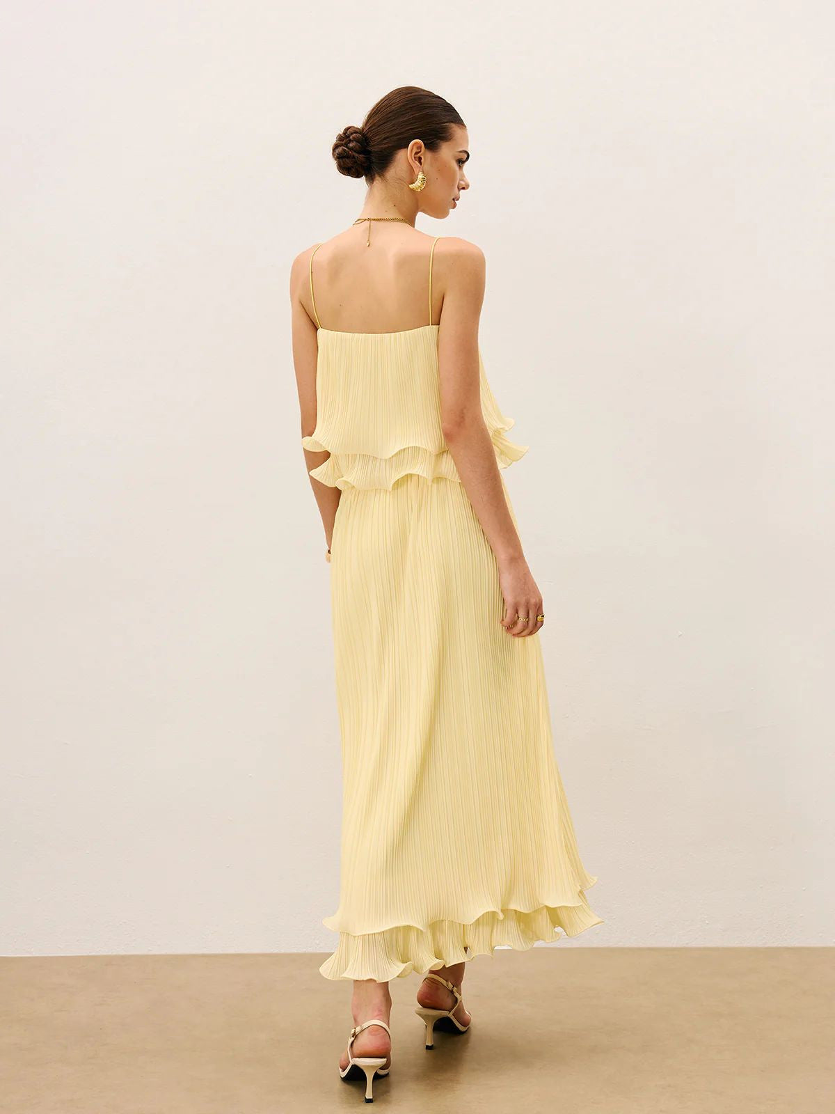 DH PRE-SPRING: REVEALED | "Gilded Morning" Fine Pleated Camisole Maxi Dress
