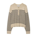 Striped Crew Neck Knit Cardigan – Classic Cozy Layer