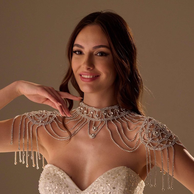 Rhinestone Tassel Shoulder Chain – Glam Dress Accessory