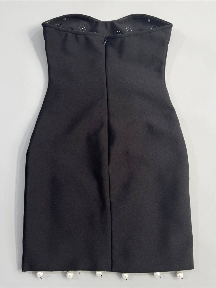 Beaded Rhinestone Strapless Mini Dress