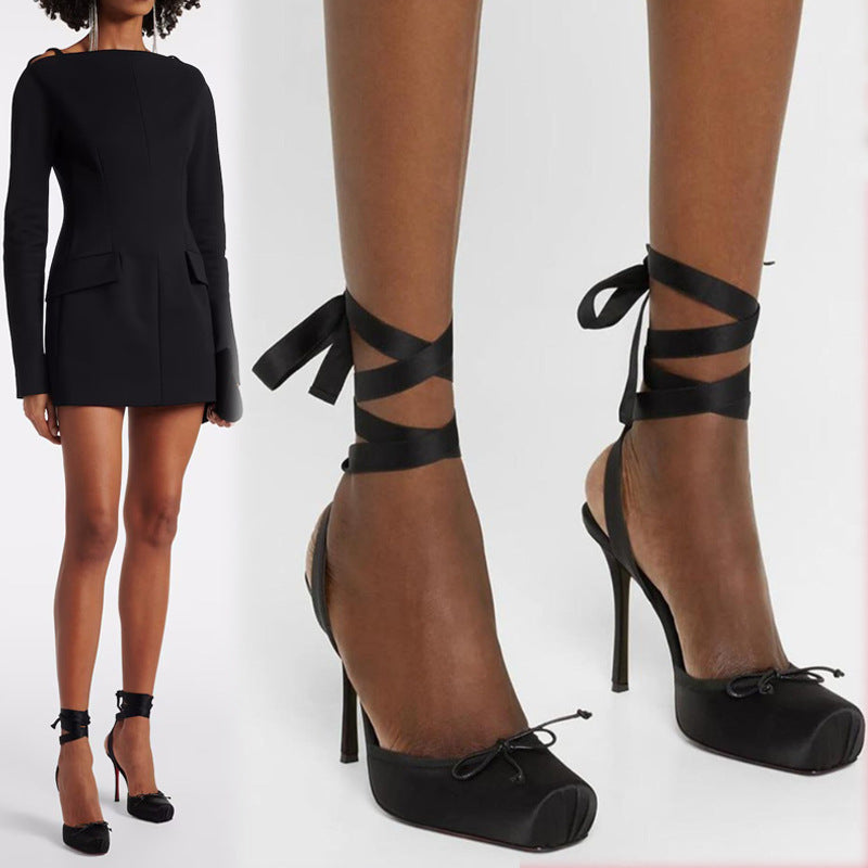 Noir Ballet Lace Heels