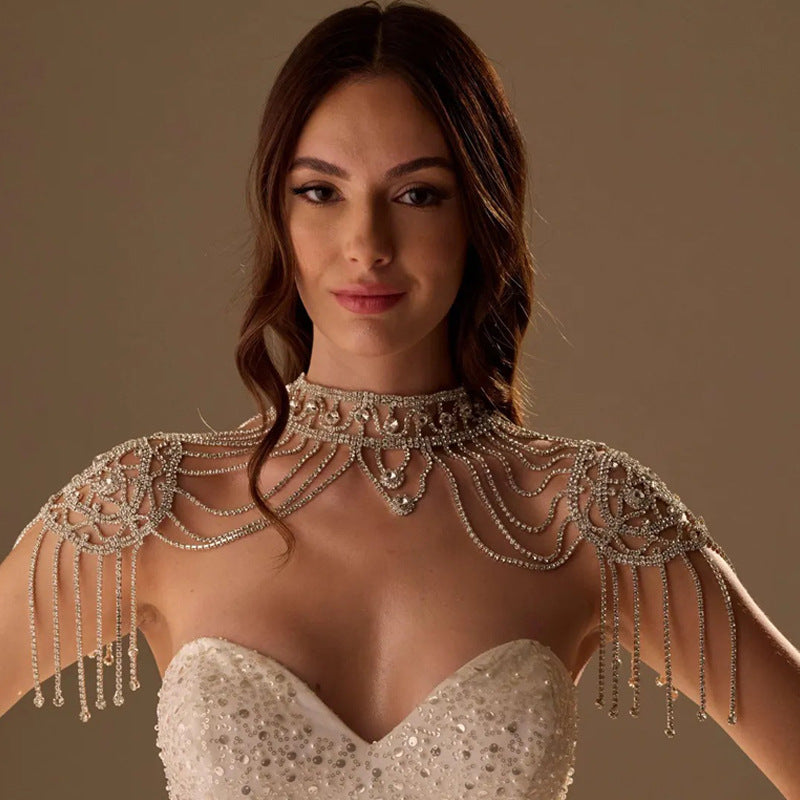 Rhinestone Tassel Shoulder Chain – Glam Dress Accessory
