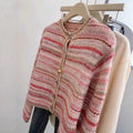 Striped Tweed-Inspired Knit Cardigan – Chic & Cozy