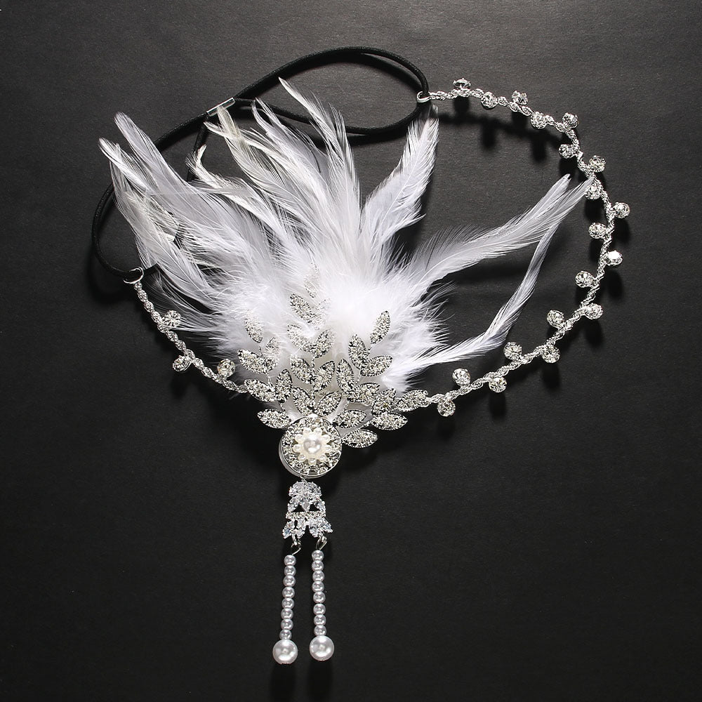 Rhinestone Feather Headpiece – Festive Glam Accessory
