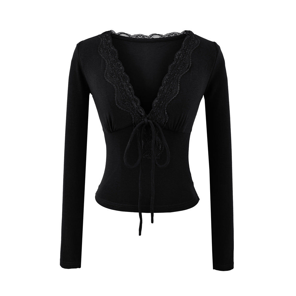 Fitted Lace Long Sleeve Blouse