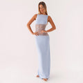 Sky Lace Halo Open-Back Maxi Dress