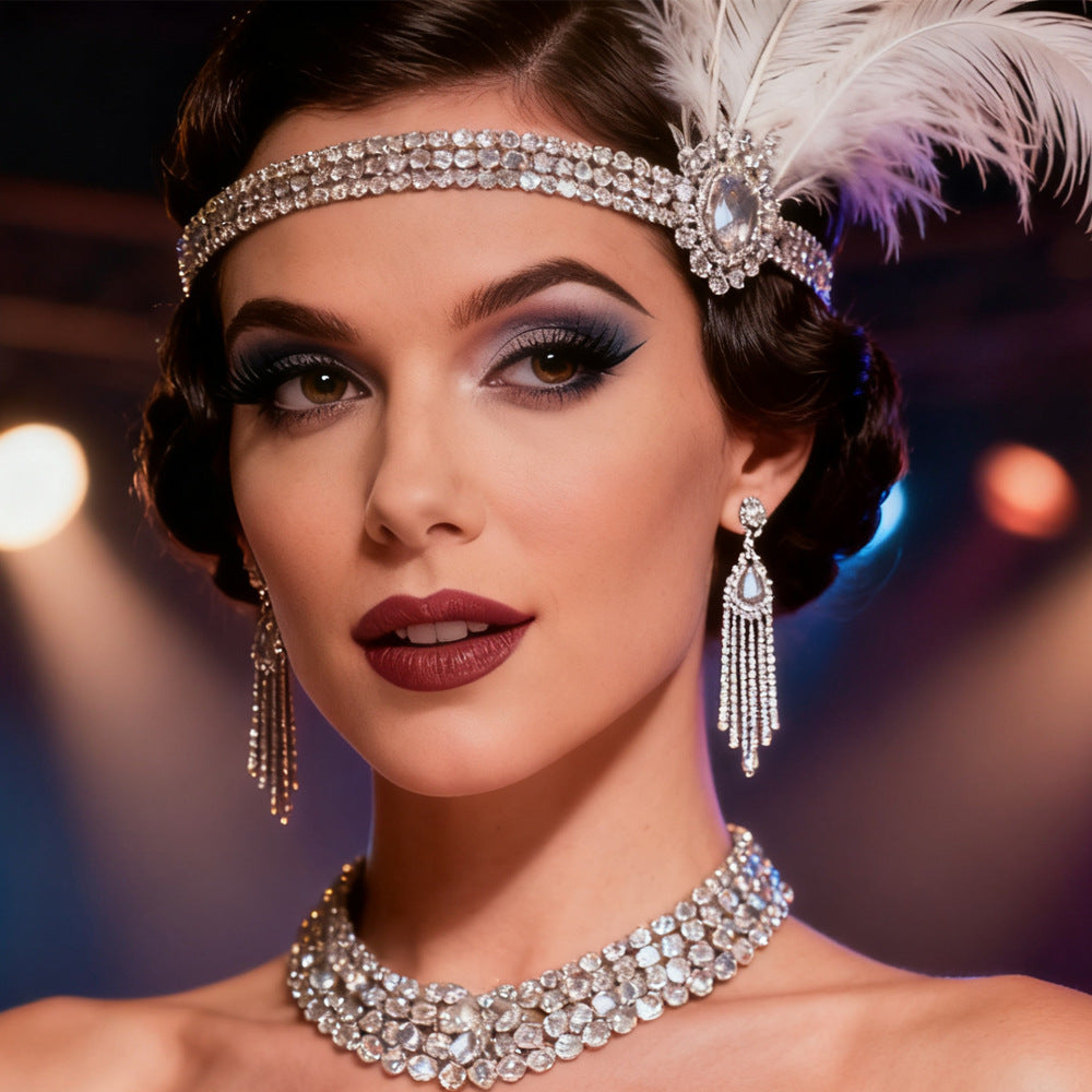 Rhinestone Feather Headpiece – Festive Glam Accessory