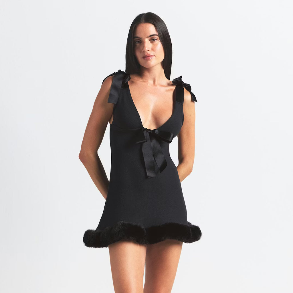 Noir Bow Rhapsody Mini Dress