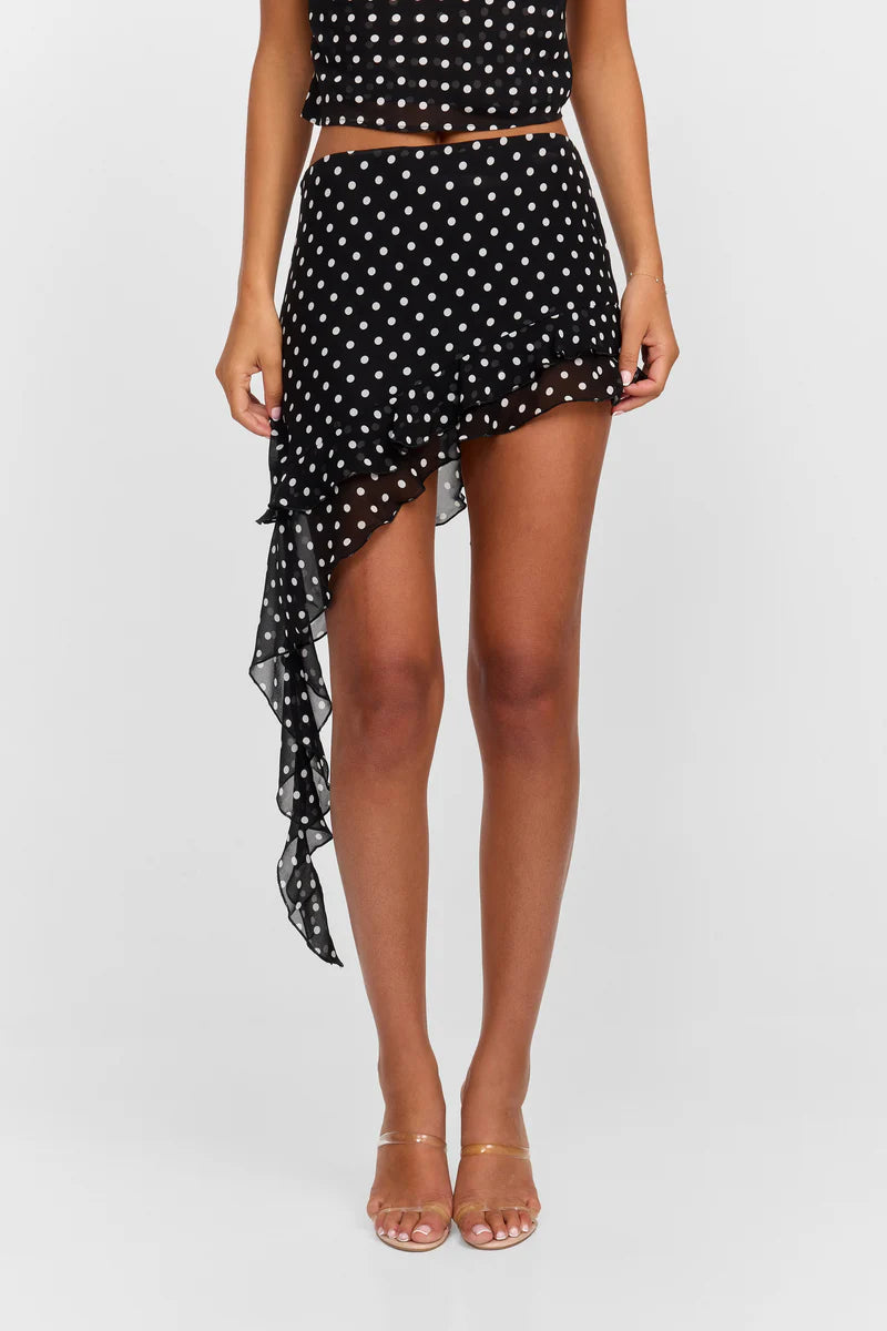 Midnight Dot Asym Mini Skirt