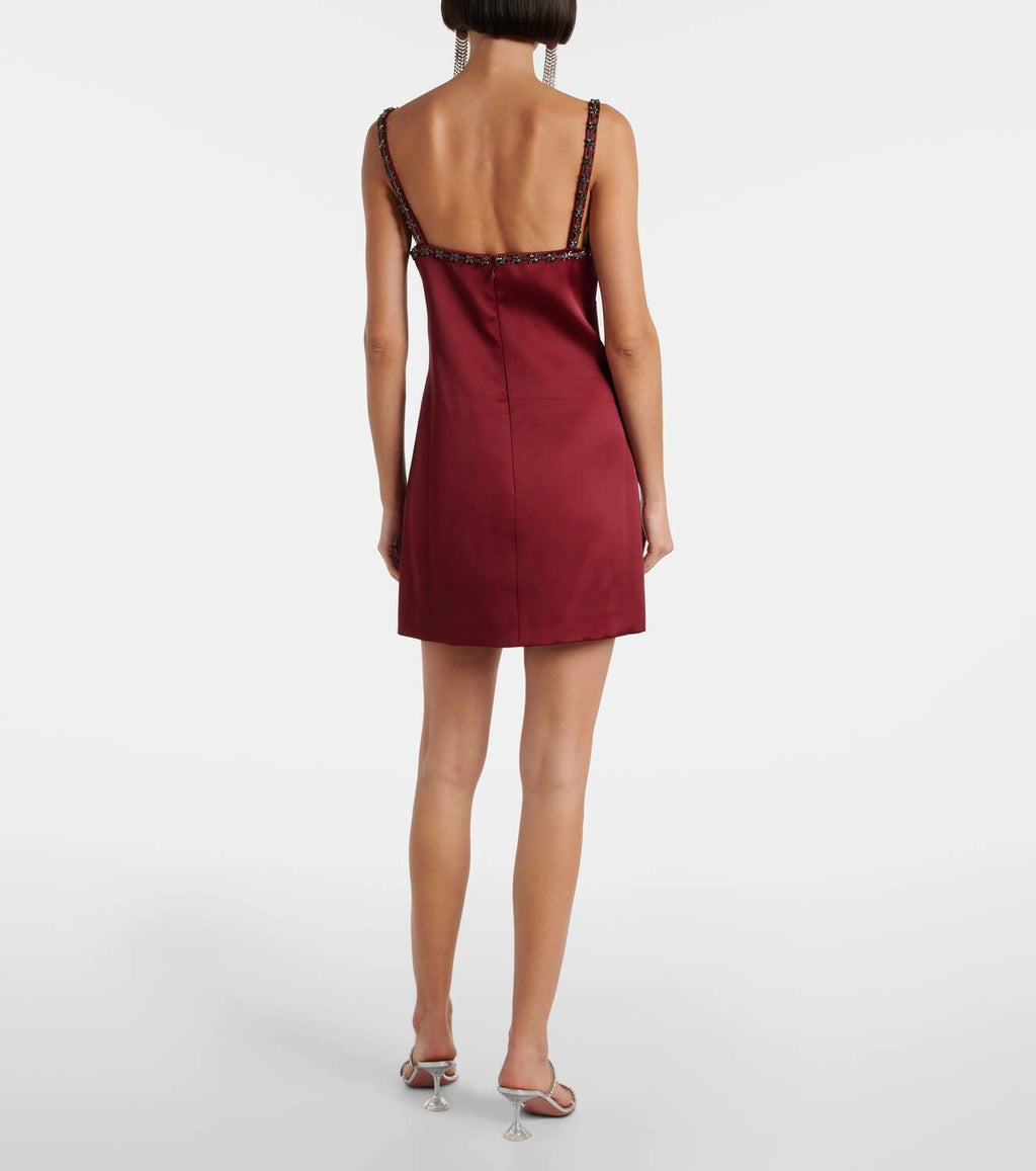 Burgundy Spark Satin Mini Dress