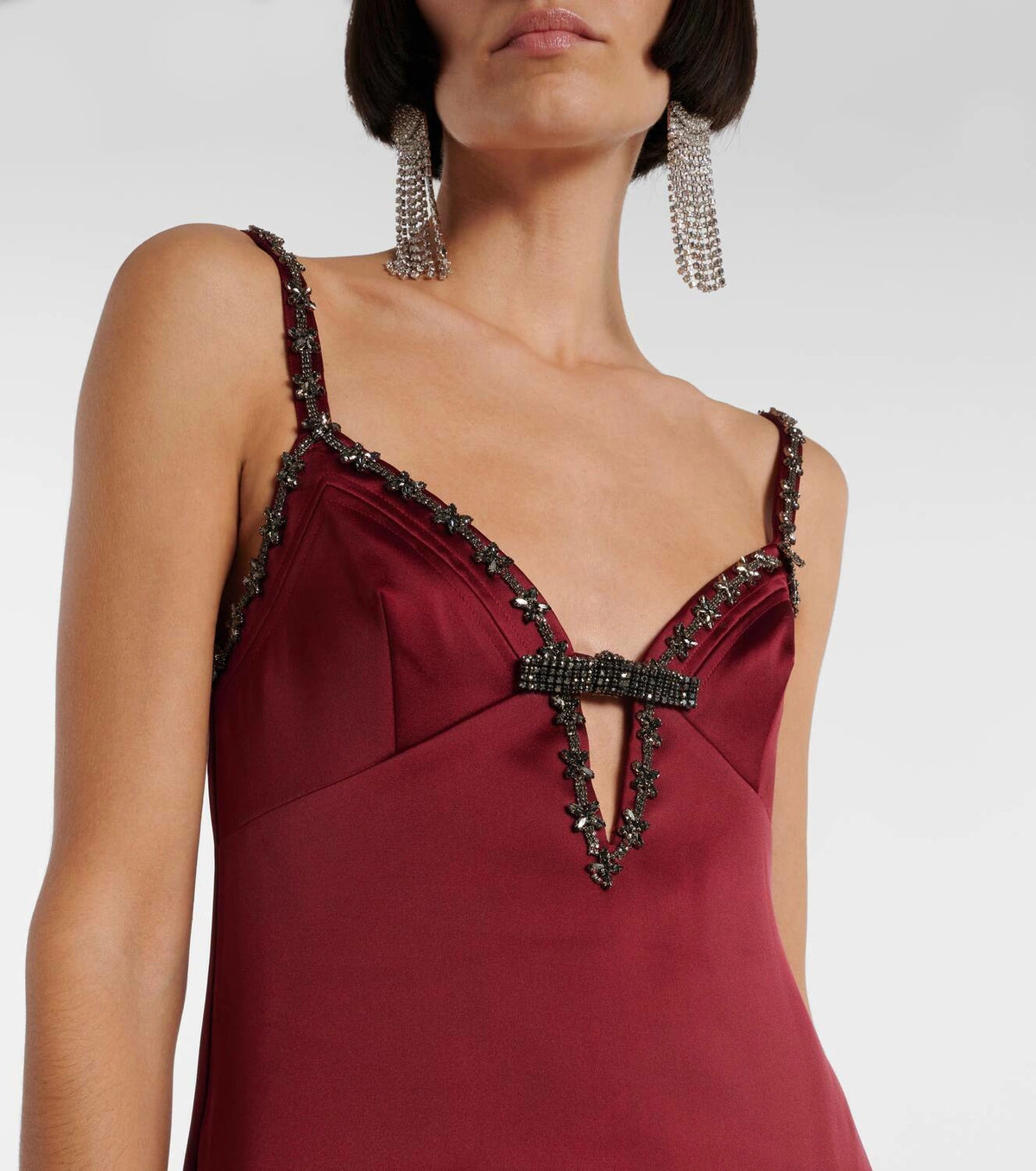 Burgundy Spark Satin Mini Dress