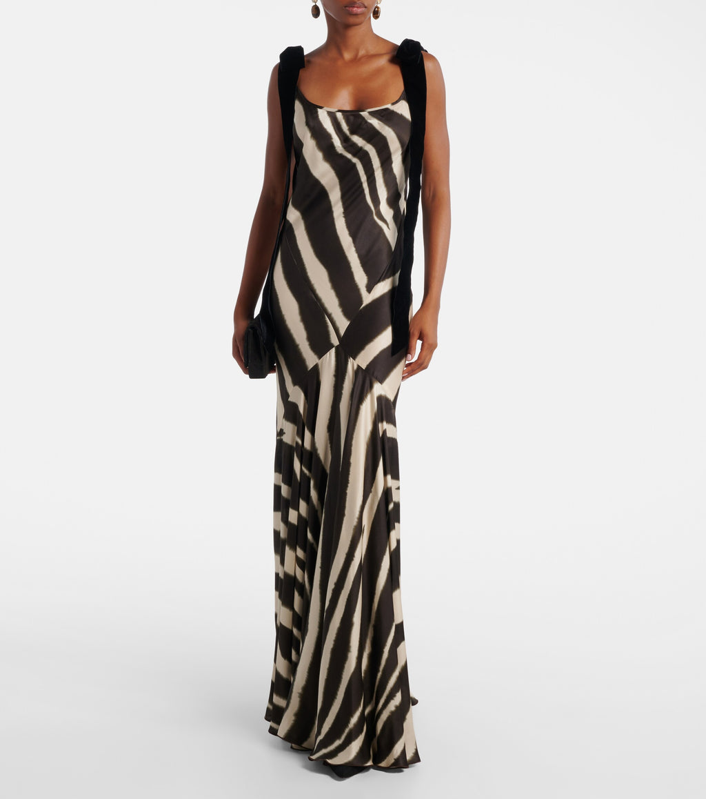 Zebra Noir Satin Gown