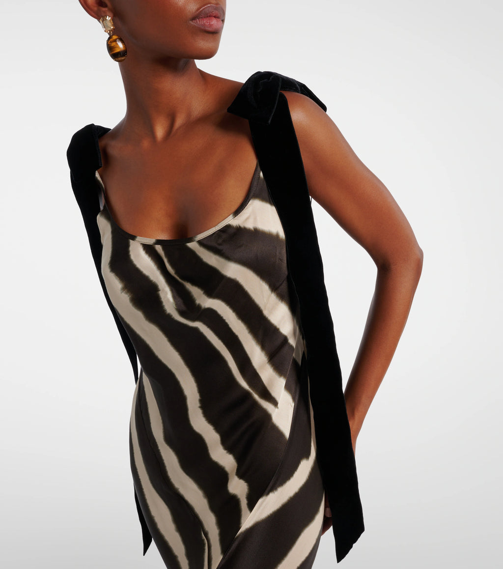 Zebra Noir Satin Gown