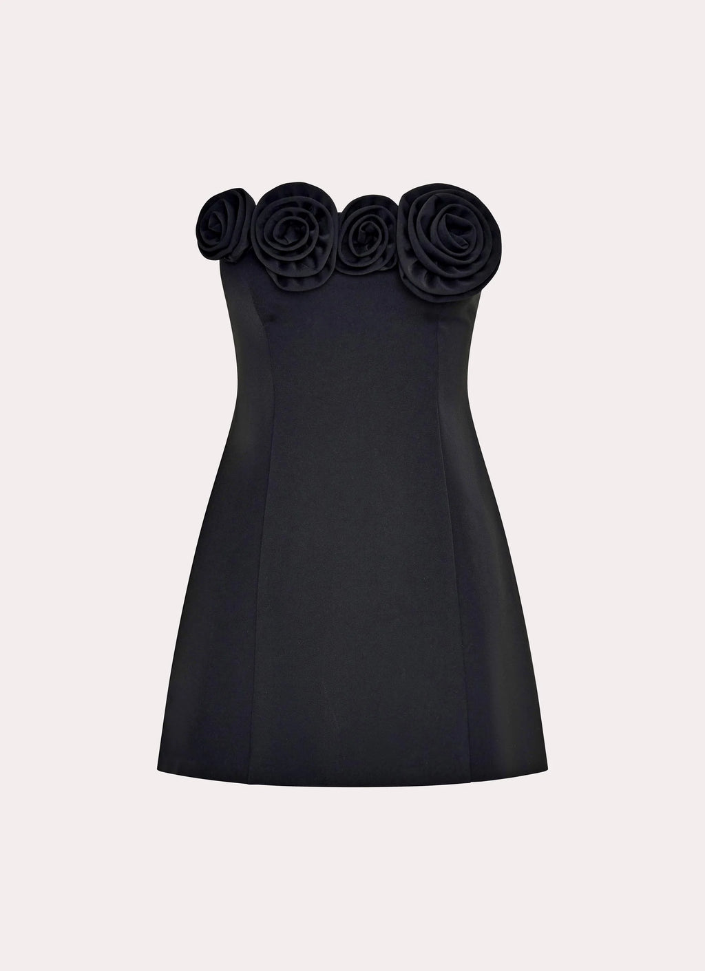 Black 3D Floral Strapless Mini Dress