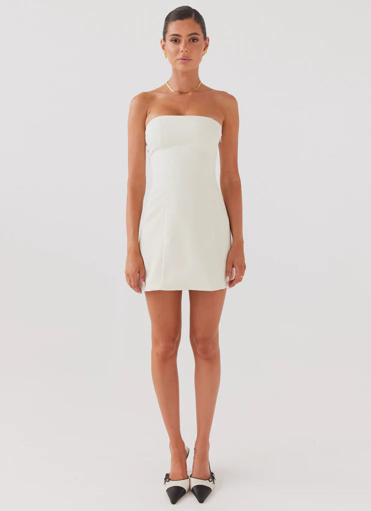 Ivory Strapless Mini Dress