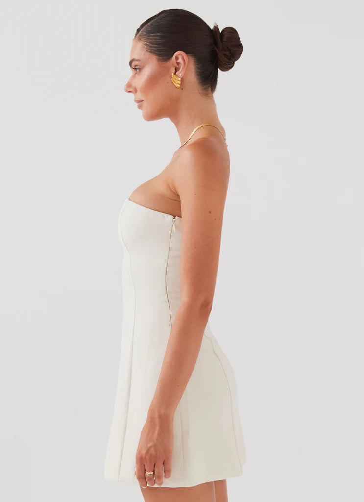 Ivory Strapless Mini Dress