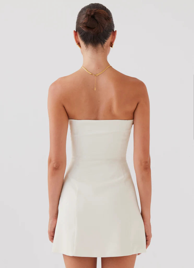 Ivory Strapless Mini Dress Bridal Elegant GlowEllevia Ivory Strapless Mini Dress Bridal Elegant GlowEllevia