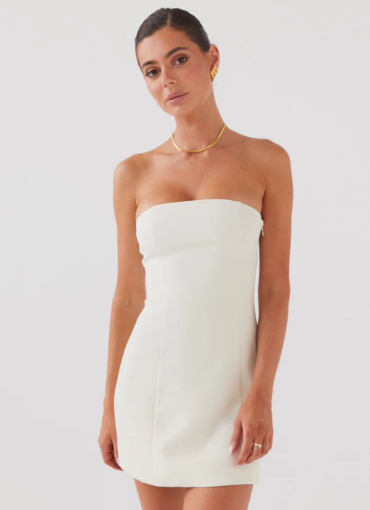 Ivory Strapless Mini Dress