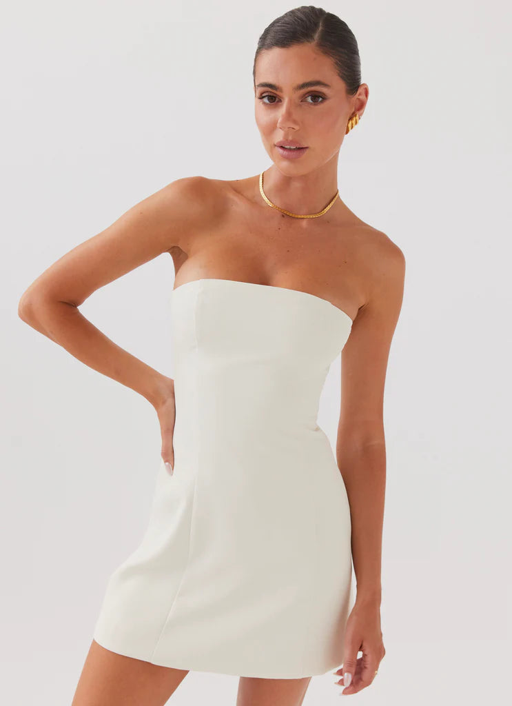 ivory strapless dress Ivory Strapless Mini Dress Bridal Elegant – GlowEllevia