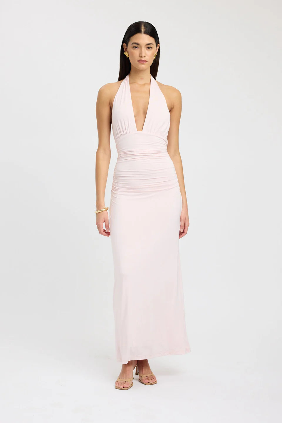 Blush Halter Backless Maxi Dress